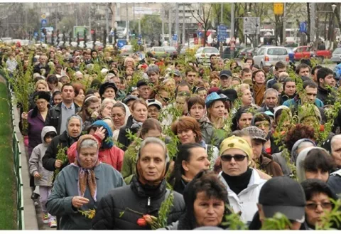 Procesiune în Sâmbăta Floriilor, la Ploiești