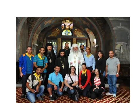 Grup de tineri ortodocşi palestinieni în vizită la Patriarhie