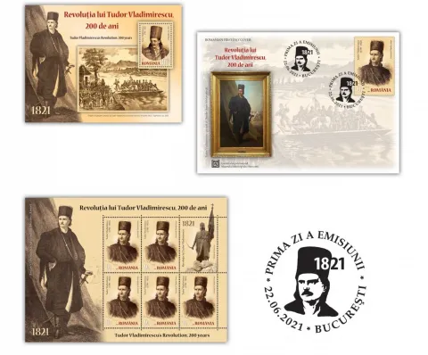 Romfilatelia dedică o emisiune de mărci poştale bicentenarului Revoluţiei lui Tudor Vladimirescu