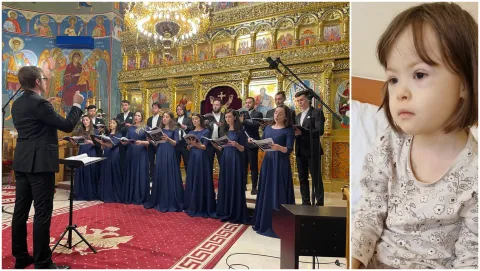 Corul Evia al Parohiei Brâncuși a cântat pentru Irene, fiica Arhid. Mihail Bucă. Cum e viața familiei după diagnostic