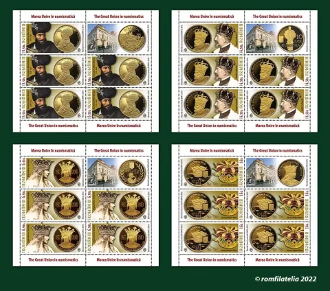 De Ziua Națională, Romfilatelia dedică o emisiune de mărci poștale cu tema  „Marea Unire în numismatică”