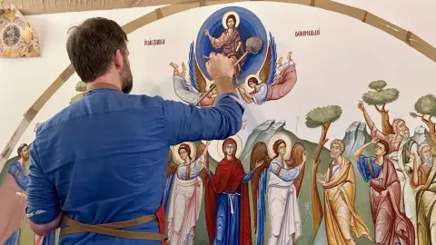 Vești din atelierul de pictură al Catedralei Naționale: A fost finalizat proiectul icoanei Înălțării Domnului