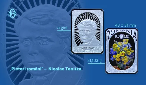 Prima monedă dreptunghiulară din argint a Băncii Naționale a României îl omagiază pe Nicolae Tonitza