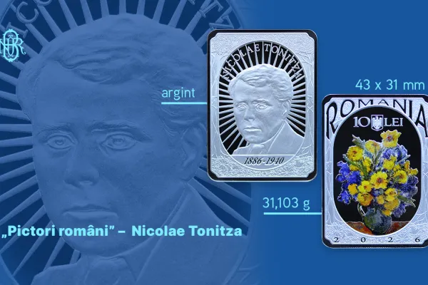 Prima monedă dreptunghiulară din argint a Băncii Naționale a României îl omagiază pe Nicolae Tonitza