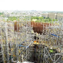 Lucrările de construcție a Catedralei Naționale evoluează peste cota de 50 metri
