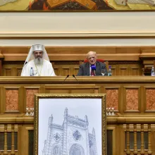 Simpozionul Temple și sinagogi din România la Palatul Patriarhiei. Părintele Patriarh a fost prezent la eveniment