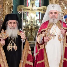 Patriarhul Ierusalimului a sosit la Catedrala Patriarhală din București: Ceremonia de întâmpinare