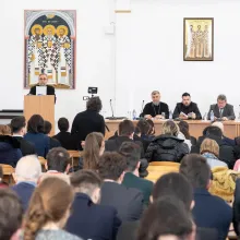 Sf. Trei Ierarhi cinstiți la Facultatea de Teologie din capitală. Rectorul Marian Preda a participat la eveniment